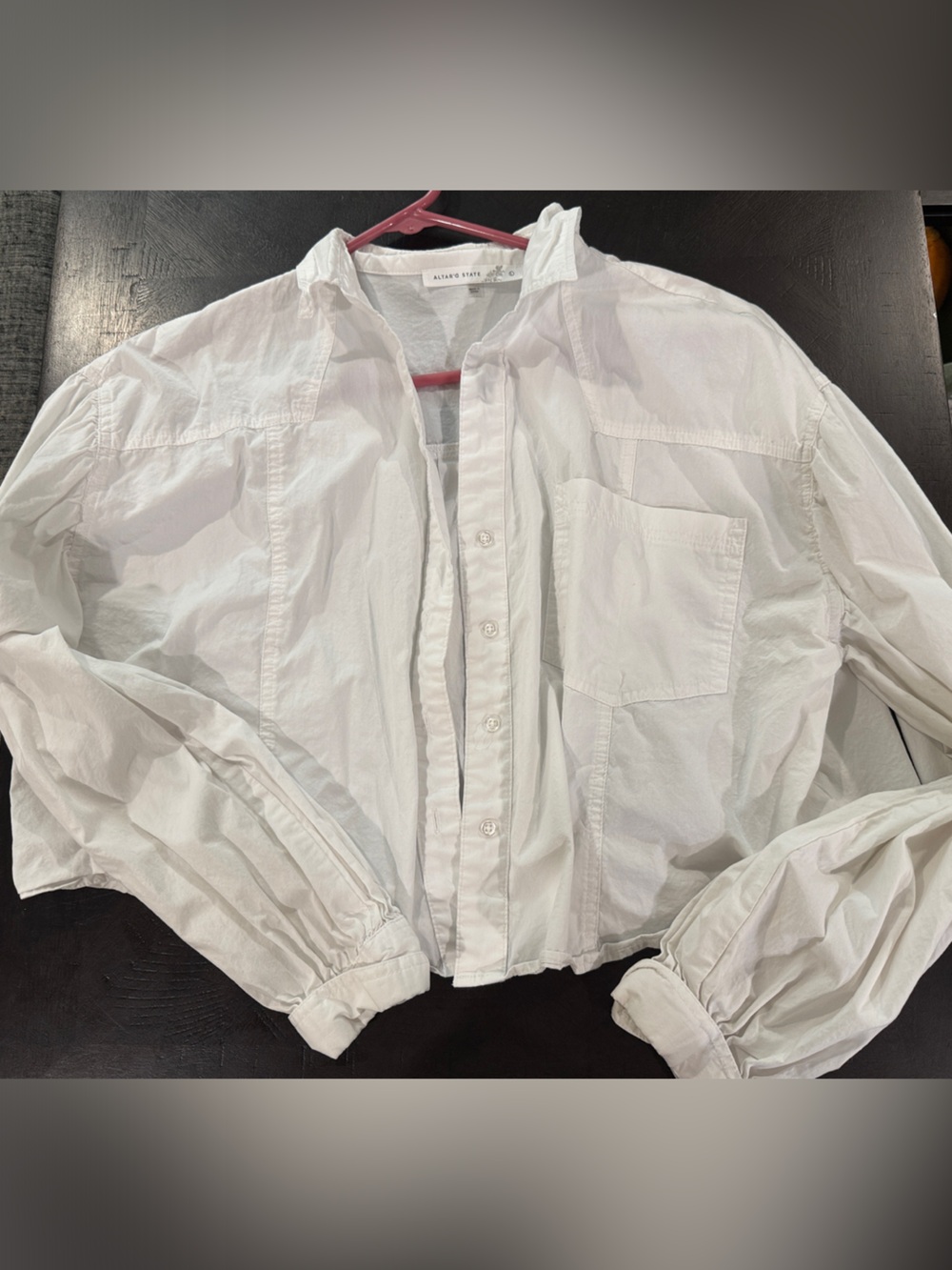 Altar'd State White Cropped Button-Up Shirt